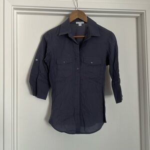 James Perse 3/4 Sleeve Button Down Shirt, Size 3